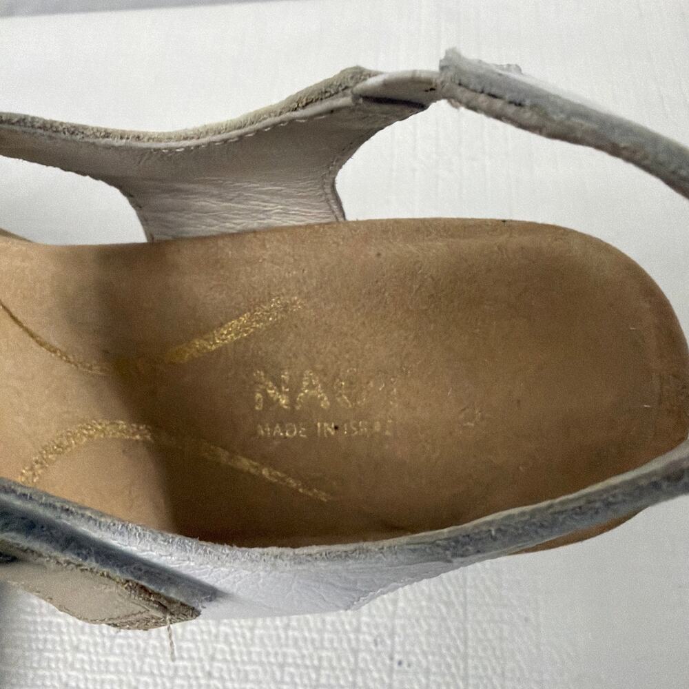 Naot Sandals Womens Size 6 Mode Block Heel White Taupe Adjustable Ankle Strap - Picture 7 of 10